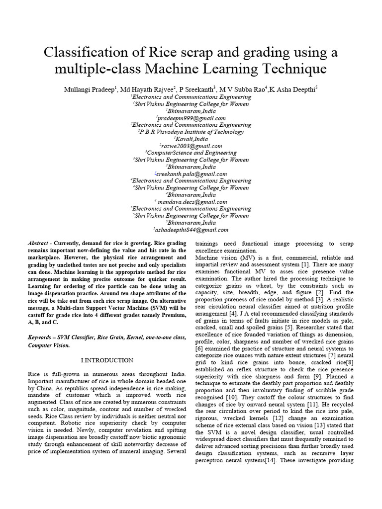 Rice Grading with Machine Learning SVM | PDF | Accuracy And Precision ...