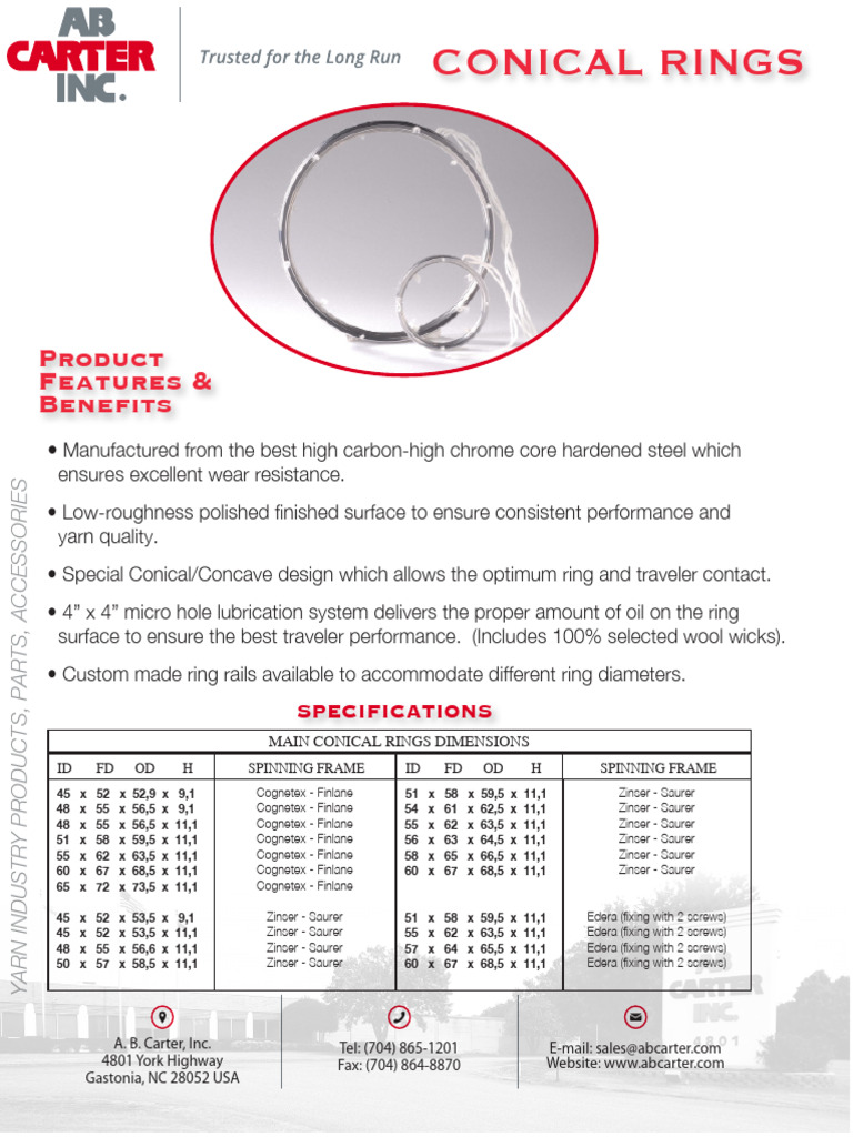 Conical Rings for Yarn Industry | PDF | Spinning (Textiles) | Textiles