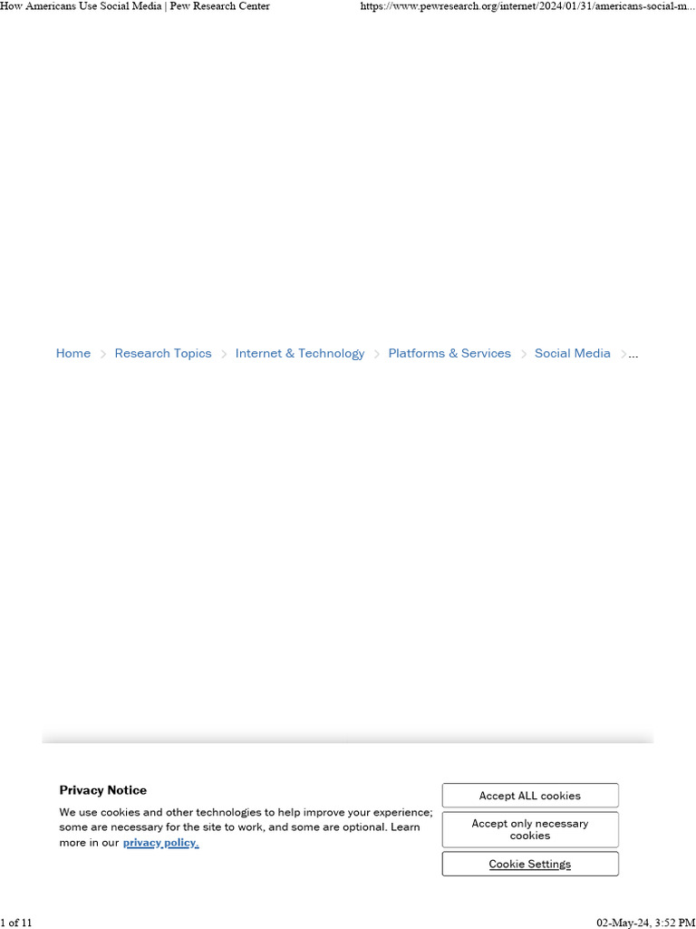 Image Result For Americans Social Media Use Pew Research Center