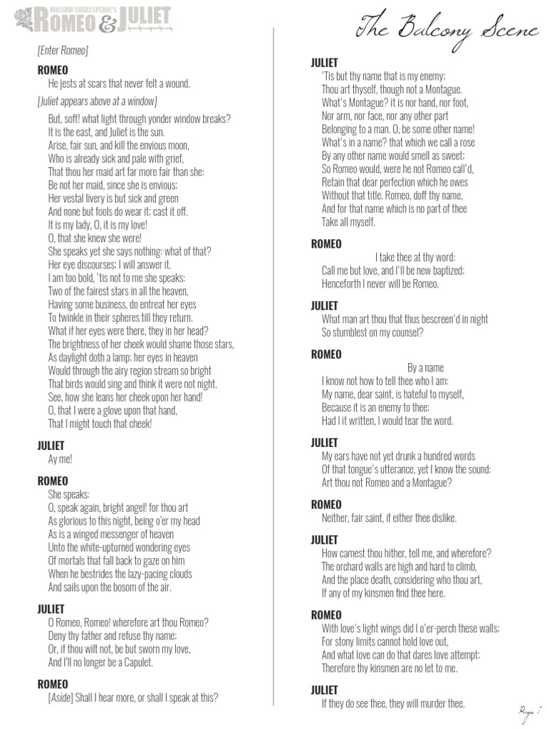 The Balcony Scene Script | Download Free PDF | Characters In Romeo And ...