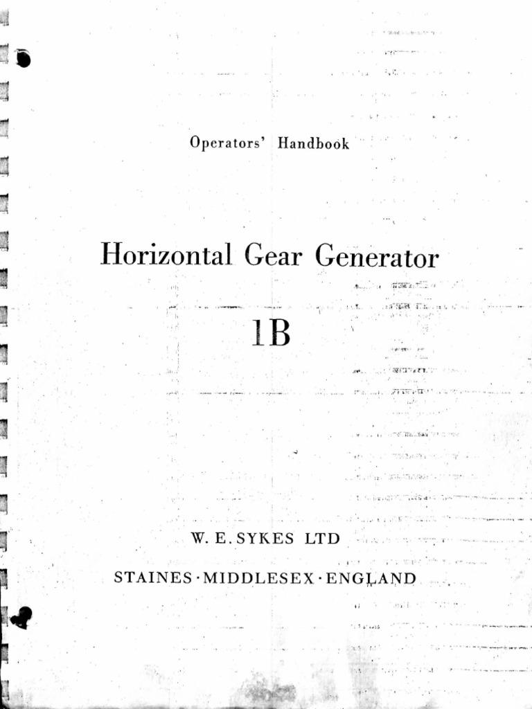 S-234 Sykes 1B, Horizontal Gear Generator, Operations Handbook | PDF