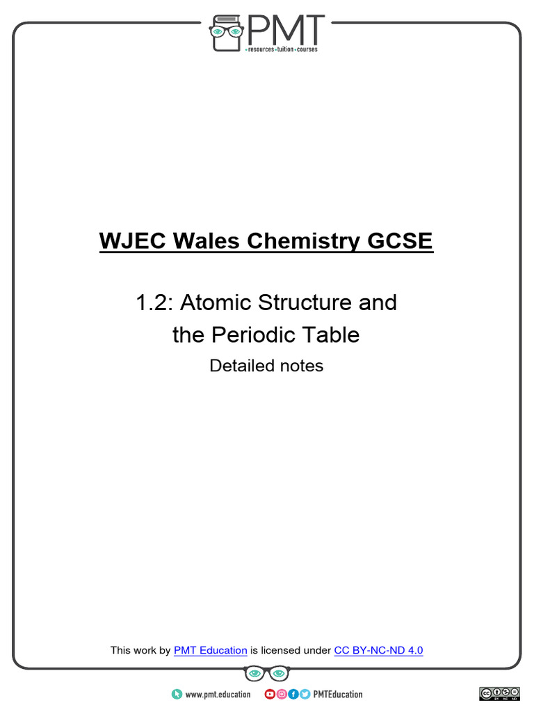 1 2 Atomic Structure And The Periodic Table Pdf Atoms Chlorine