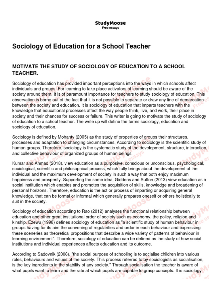 Importance of Sociology for Teachers | PDF | Sociology | Teachers