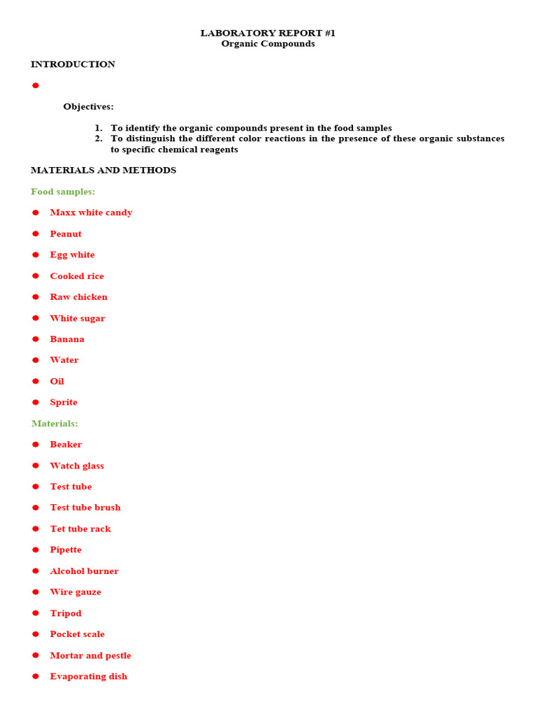 Lab Report Food Report | Download Free PDF | Foods | Carbohydrates