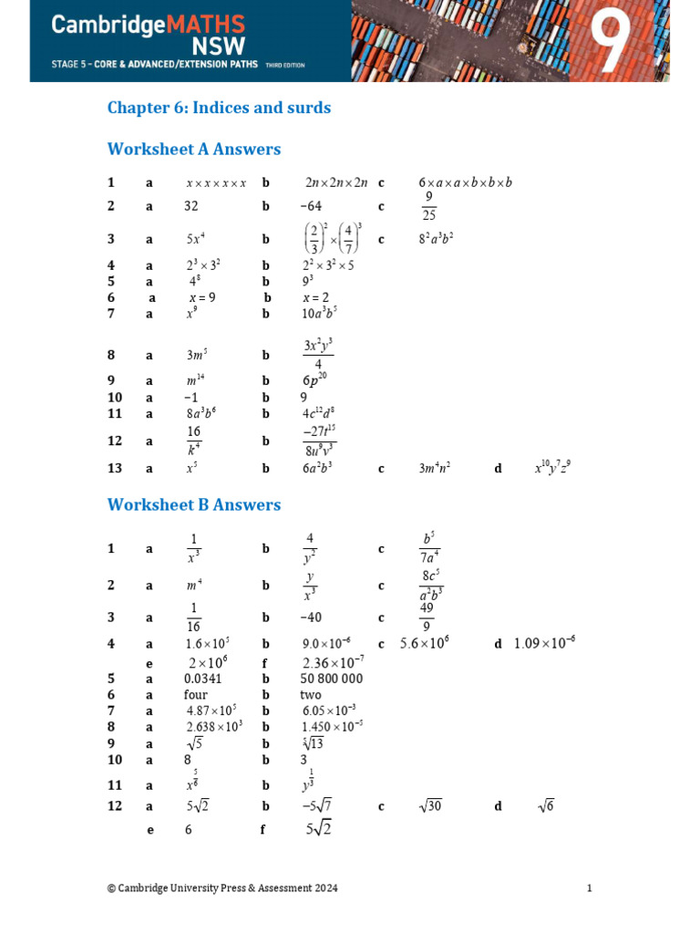 Surds Worksheet Answers | PDF | Teaching Methods & Materials