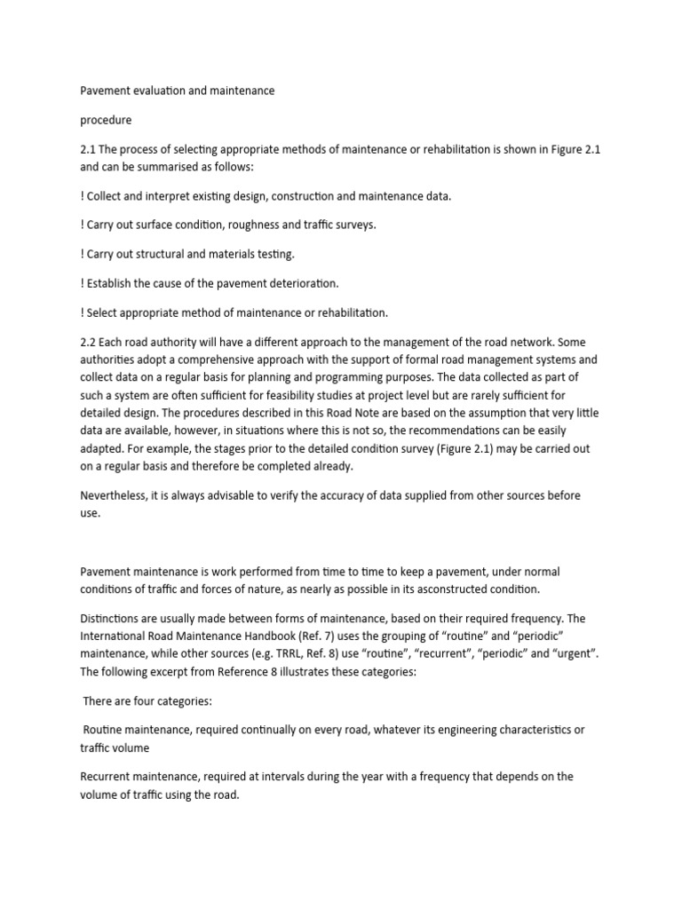 Pavement Maintenance Evaluation Guide | PDF | Road | Road Surface
