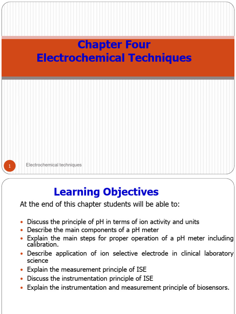 Electrochemical Techniques Overview | PDF | Ph | Biosensor