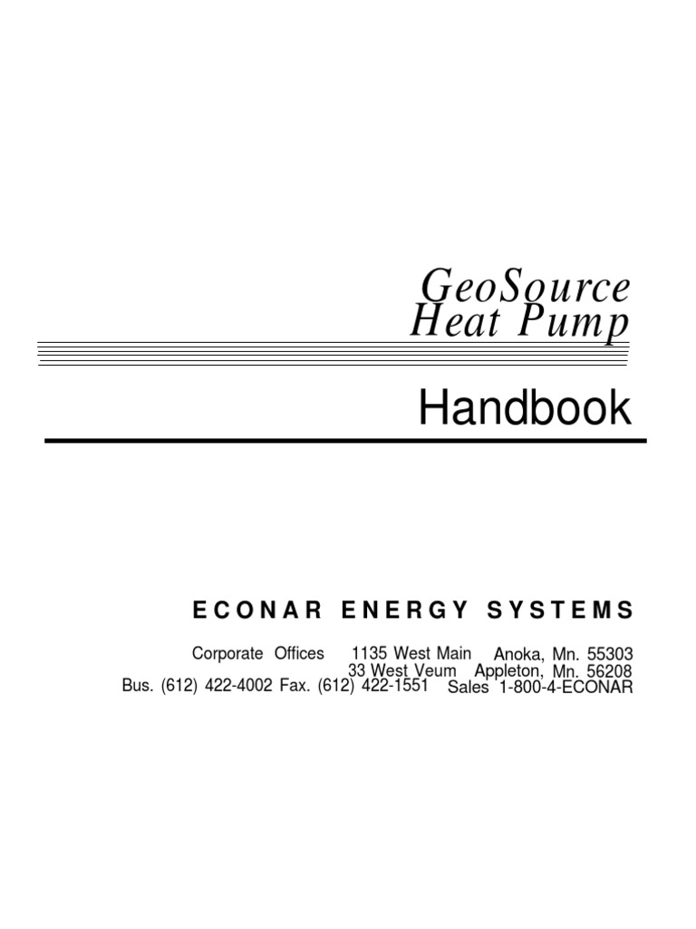 Econar GeoSource Heat Pump Handbook | PDF | Heat Pump | Air Conditioning