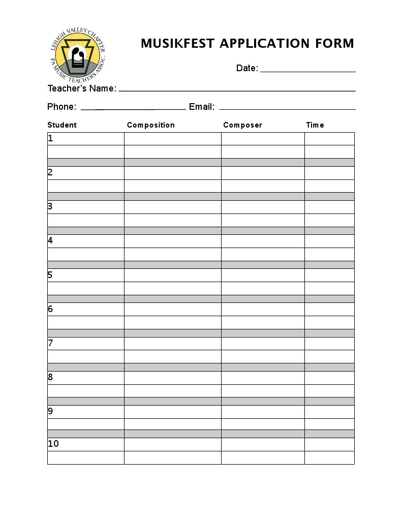 Musikfest Application Form | PDF