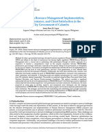 Prime Human Resource Management Implementation, Work Performance, and Client Satisfaction in The City Government of Calamba