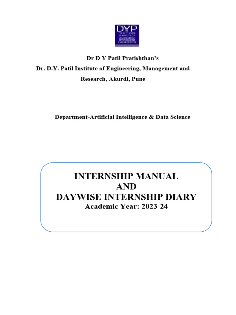 Internship Manual and Diary 2023-24 | PDF | Engineering | Knowledge