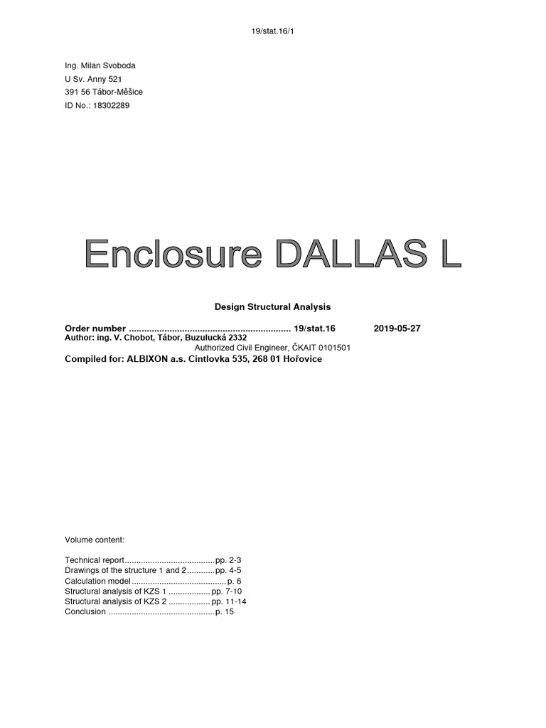 KZS Structural Analysis Report for Albixon | PDF | Civil Engineering