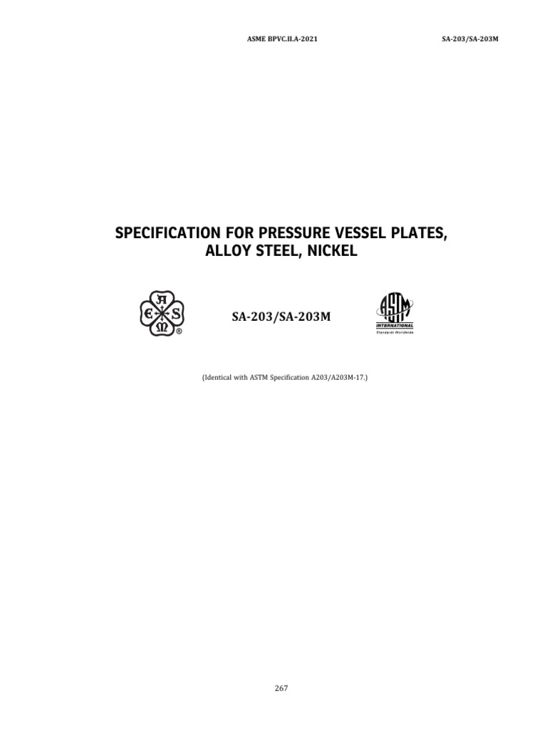 ASME SA203 | PDF | Strength Of Materials | Heat Treating