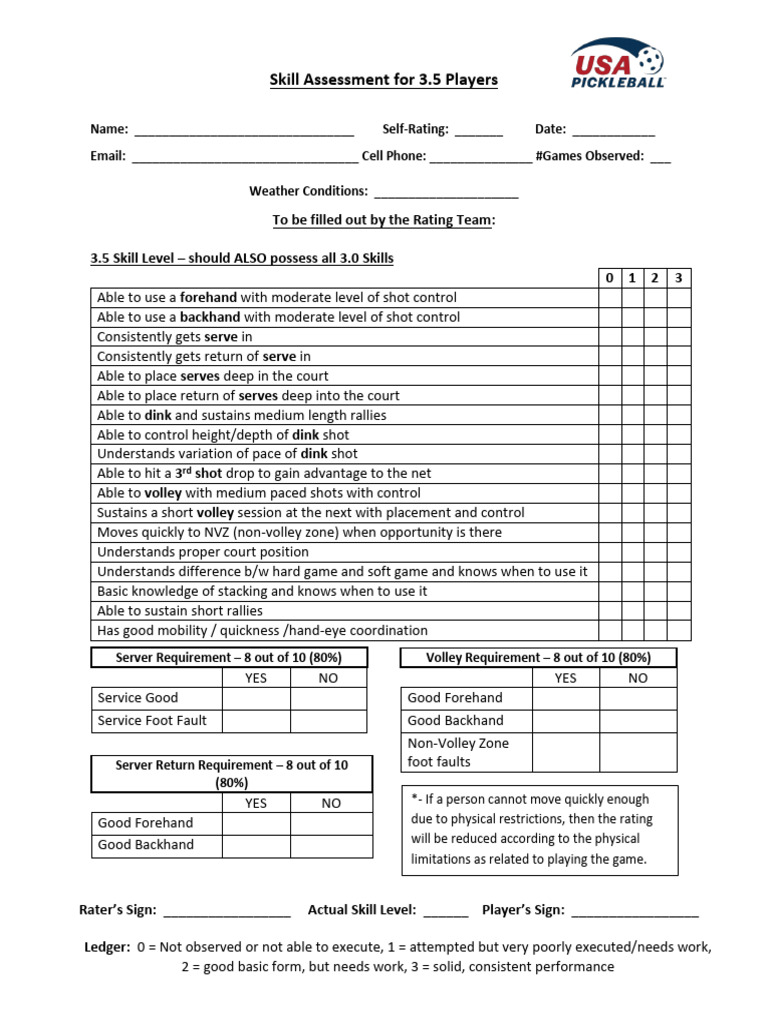 Skill assessment for 3 5 pdf