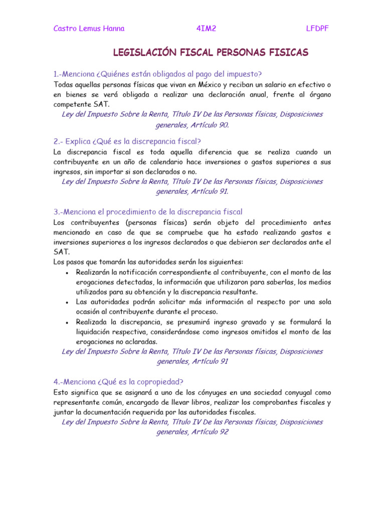 Obligaciones Fiscales Personas Físicas en México | PDF | Impuesto sobre ...