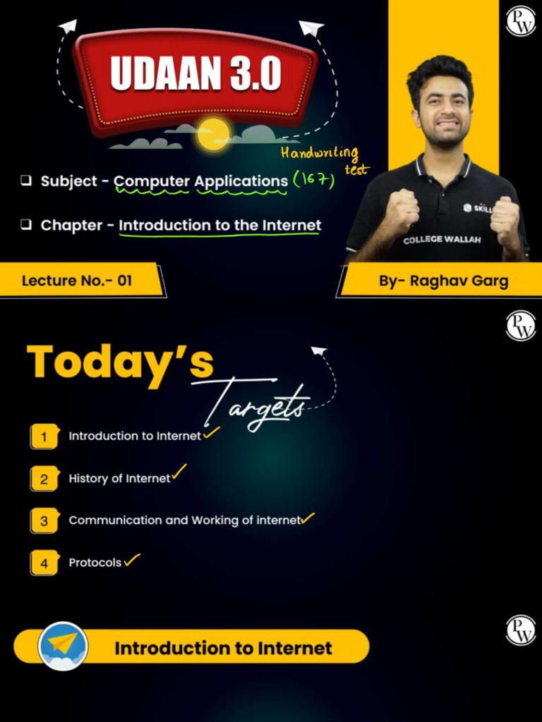 Introduction To The Internet 01 - Class Notes - Udaan 3.0 2024 | PDF