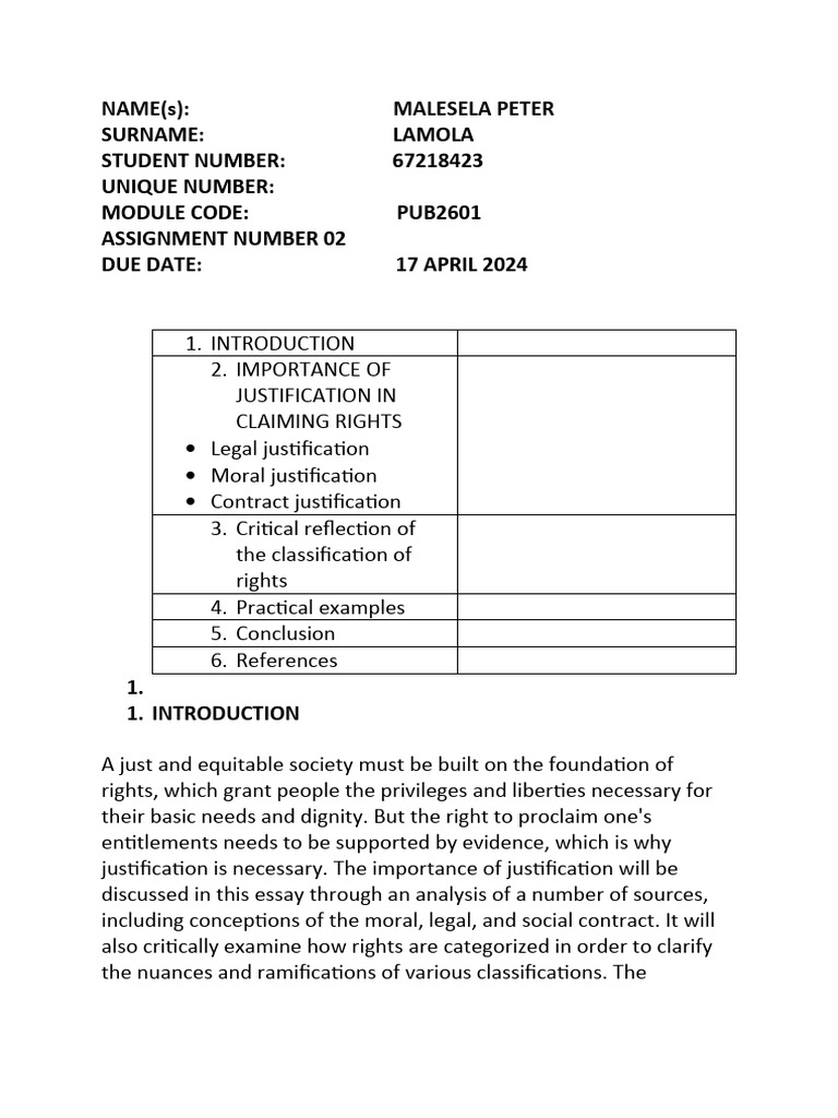 Justification in Claiming Rights | PDF | Rights | Social Contract