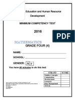 Template - MCT Grade 4 2016 Mathematics