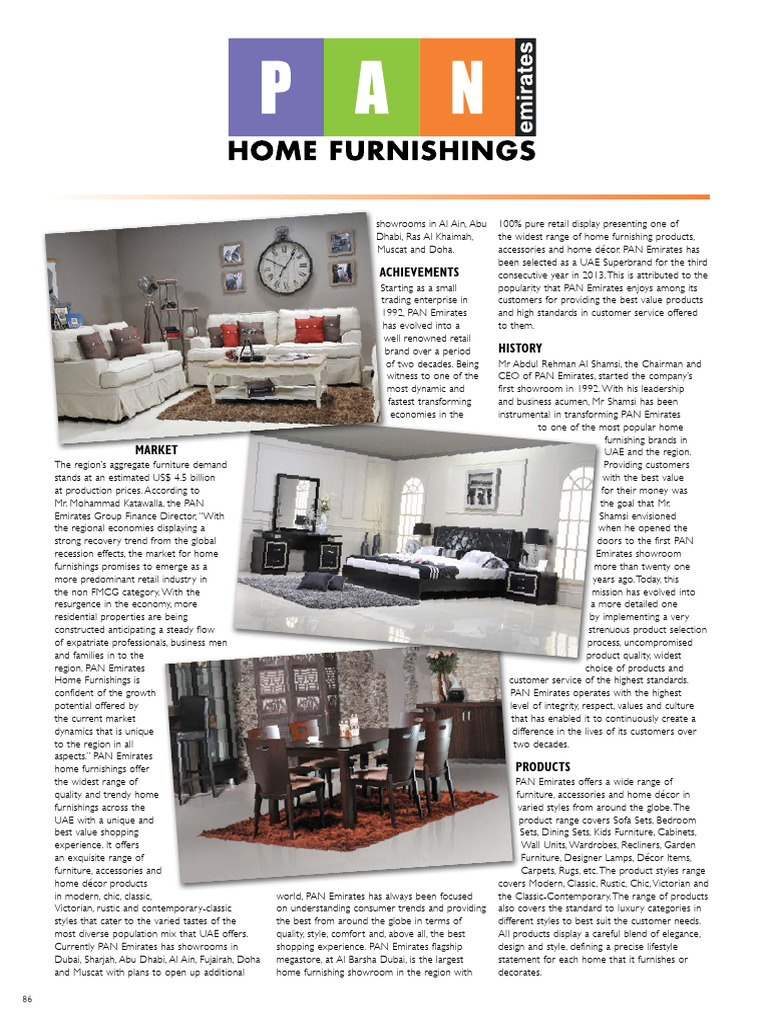 PAN Emirates: UAE Home Furnishings Leader | PDF | United Arab Emirates ...