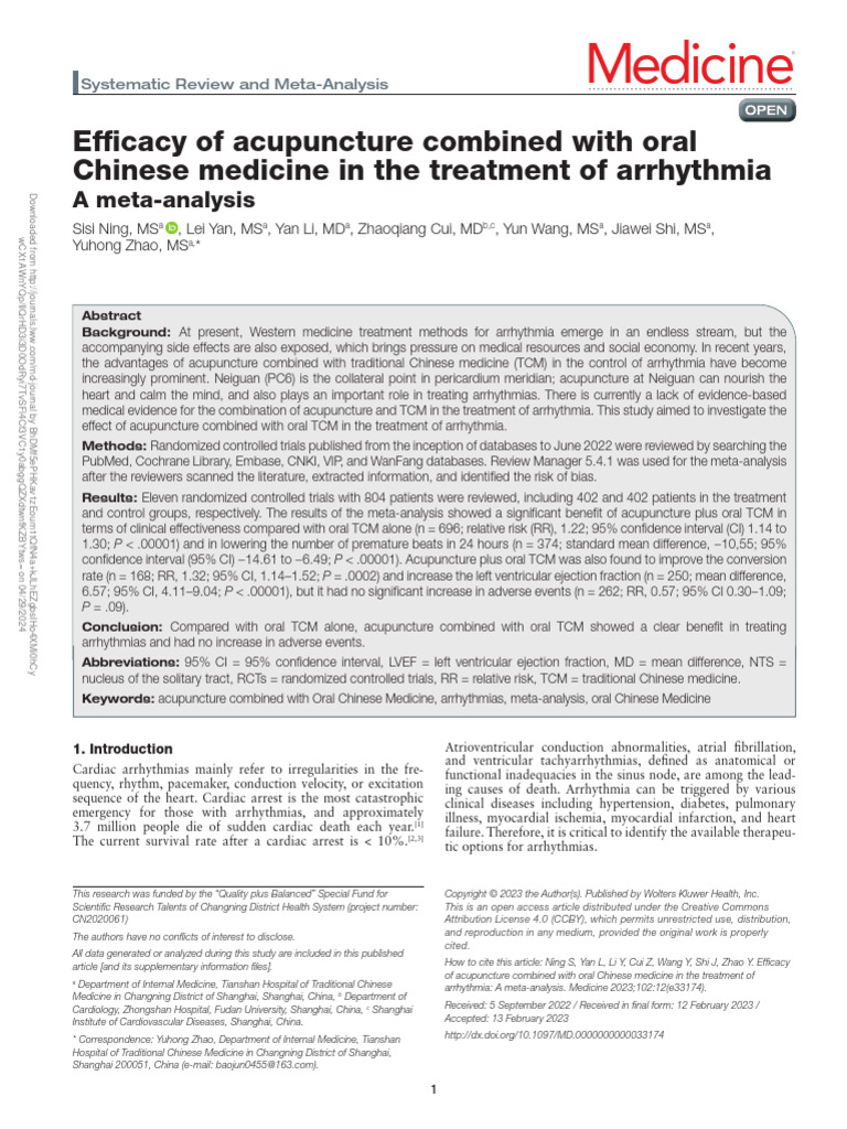 Efficacy of Acupuncture Combined With Oral Chinese.70 | PDF ...