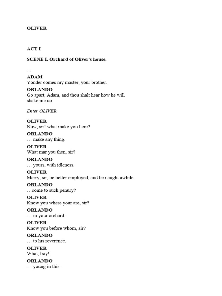 As You Like It - Full Play - OLIVER | PDF | Shakespearean Comedies | As ...