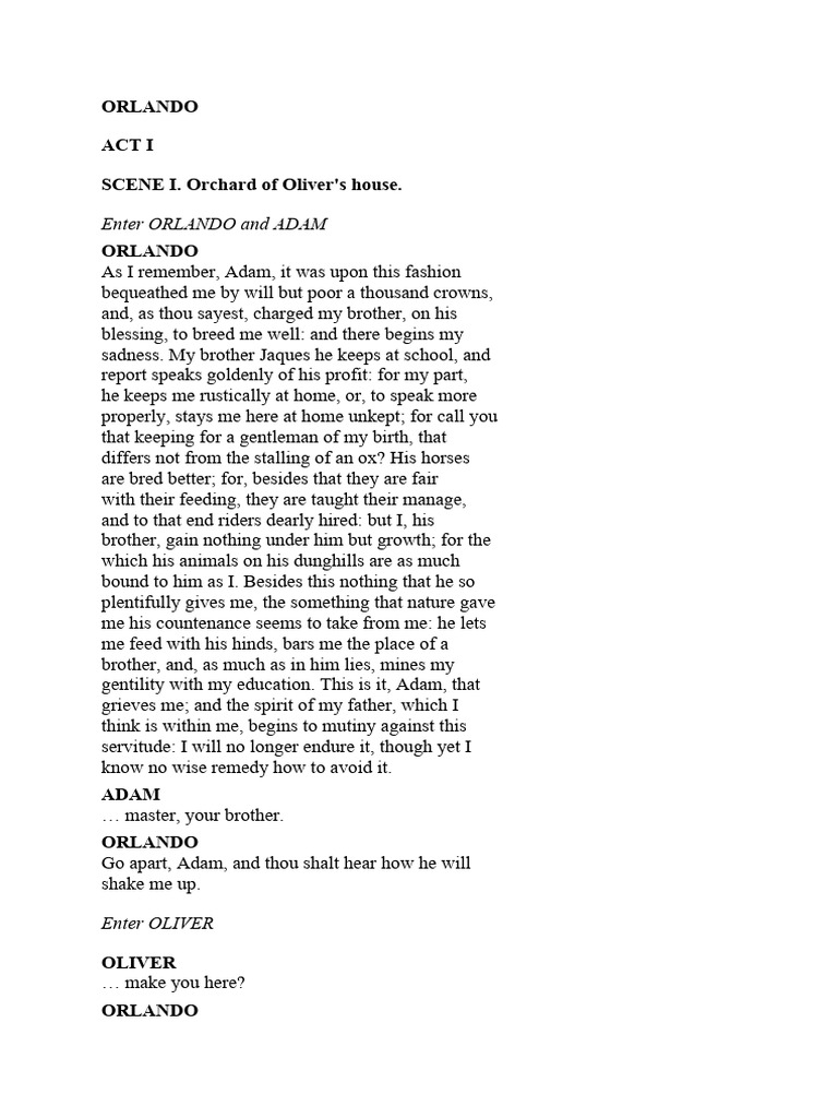 Orlando's Struggles in As You Like It | PDF | Religion & Spirituality ...