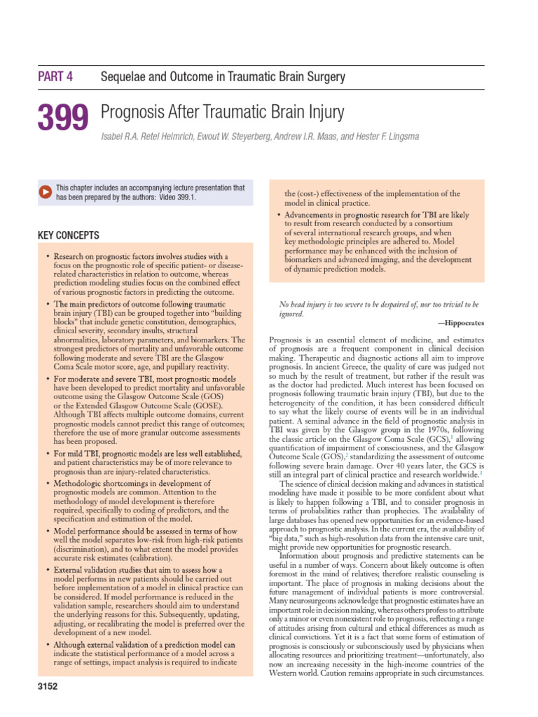 Prognosis After Traumatic Brain Injury | PDF | Dependent And ...