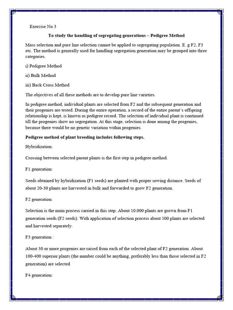 Pedigree Method in Plant Breeding | PDF | Plant Breeding | Natural ...
