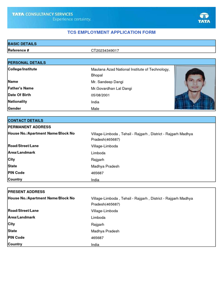 TCS Employment Application Form | PDF | Public Law | Common Law