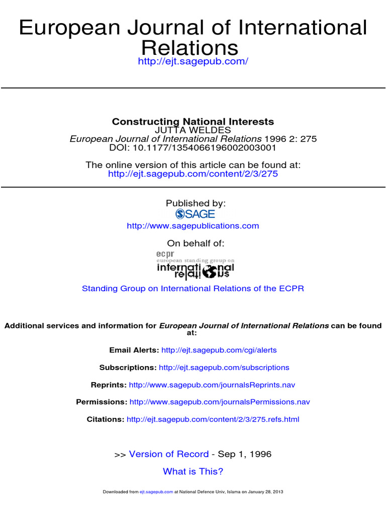 Constructing National Interests in IR | PDF | Wellness