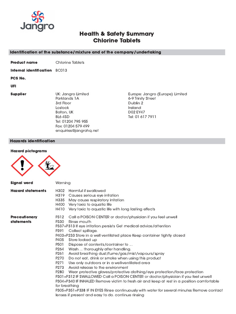 SDS_Chlorine_Tablets_BC013_EN_20022024 PDF Toxicity