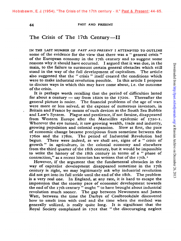 The Crisis of The 17th Century - II | PDF | Capitalism | Industrial ...
