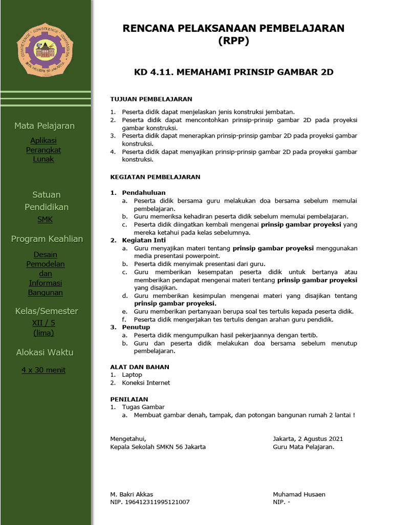 RPP Prinsip Gambar 2D Konstruksi | PDF | Seni