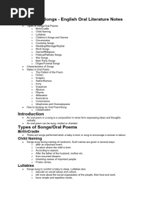 Songs - English Oral Literature Notes