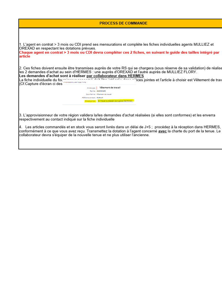 Commande de Vêtements Orexad | PDF