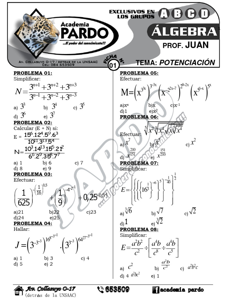 Teoria De Exponentes Pdf