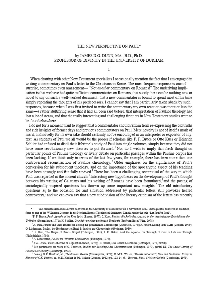 2007-02-NT518-Dunn New Perspective On Paul | PDF | Paul The Apostle