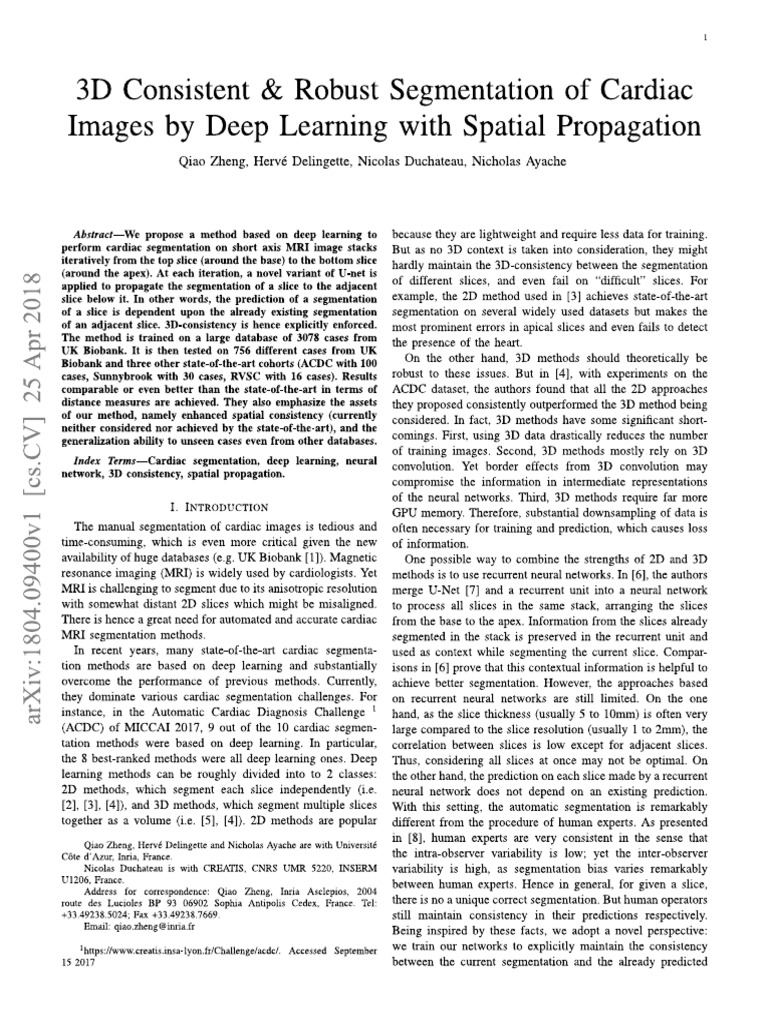 3D Consistent & Robust Segmentation of Cardiac | PDF