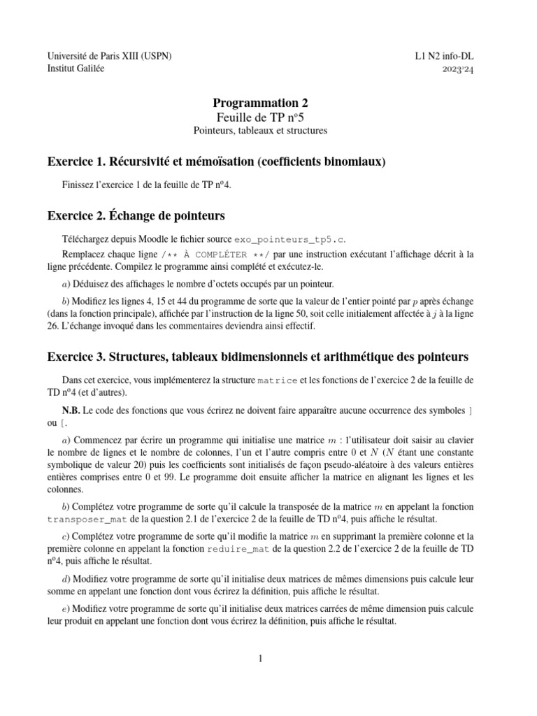 Récursivité et Mémoïsation en C | PDF | Matrice (Mathématiques ...