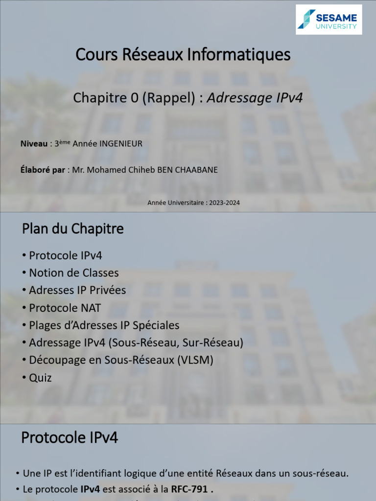 Adressage IPv4 : Concepts et Techniques | PDF | Adresse IP | Protocoles ...