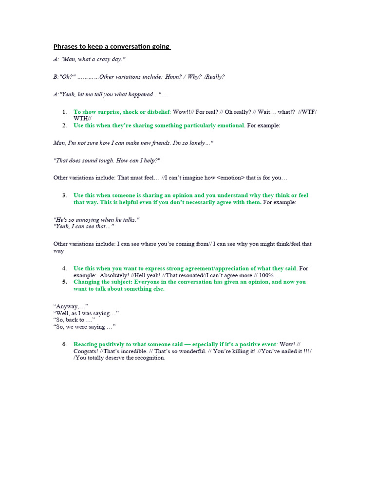 Conversational Phrases Guide | PDF | Language Arts & Discipline ...