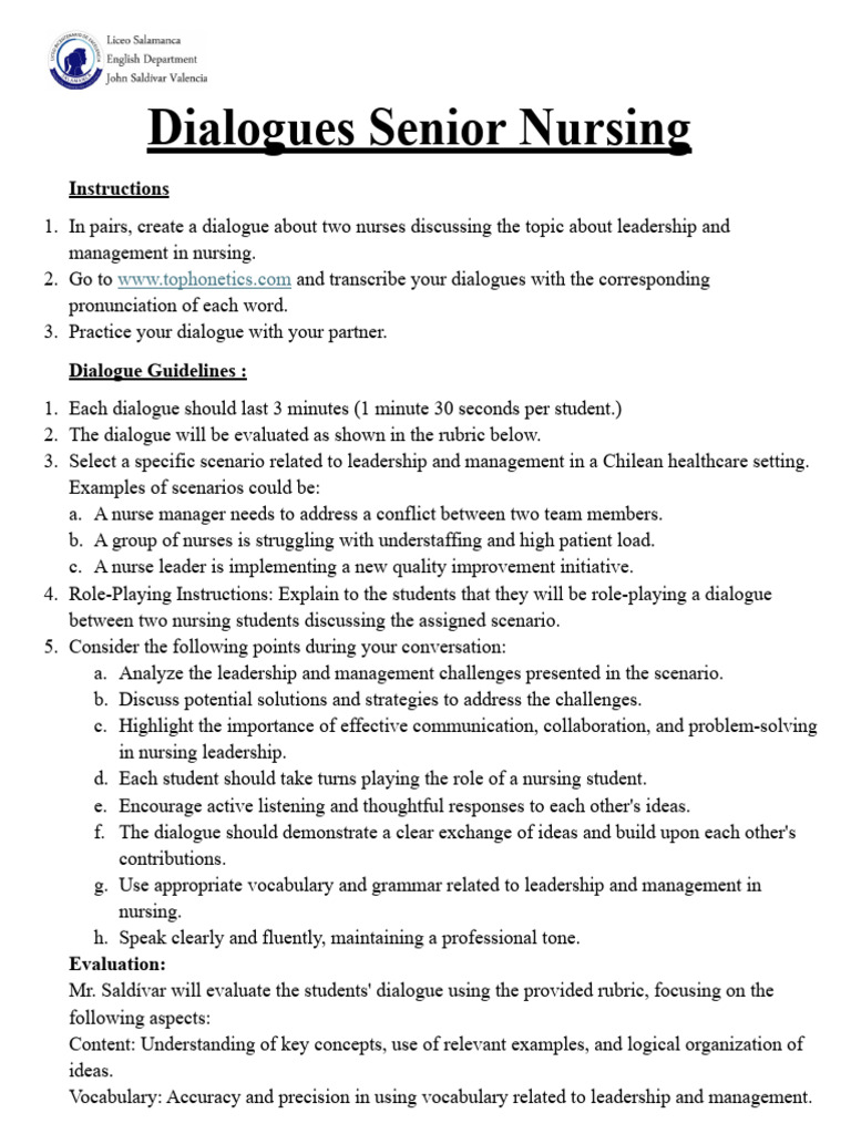 Nursing Leadership Dialogues | PDF | Grammar | Accuracy And Precision