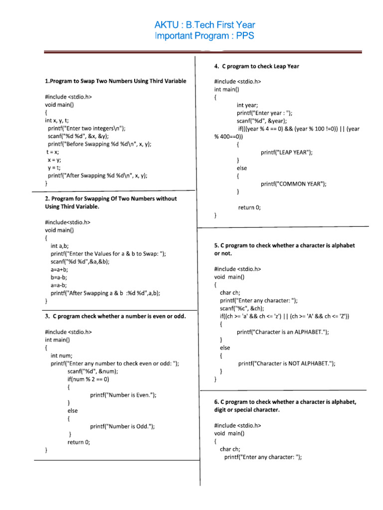 Important Programs PPS - 17542943 | PDF