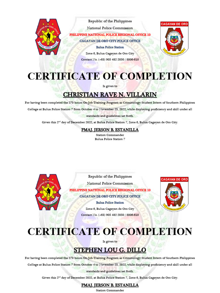 CERTIFICATE | PDF | Law Enforcement | Crime & Violence