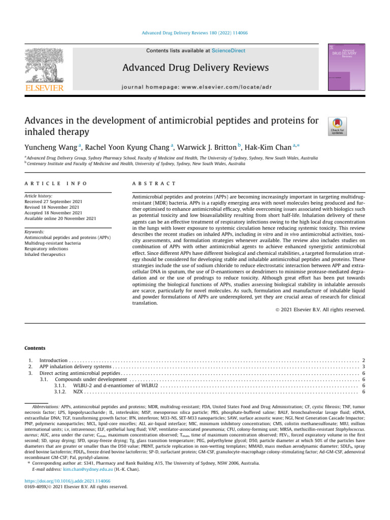 Inhaled Antimicrobial Peptides & Proteins | PDF | Multiple Drug ...