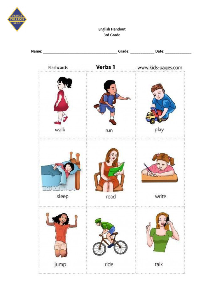 3rd Grade English Verbs Handout | PDF