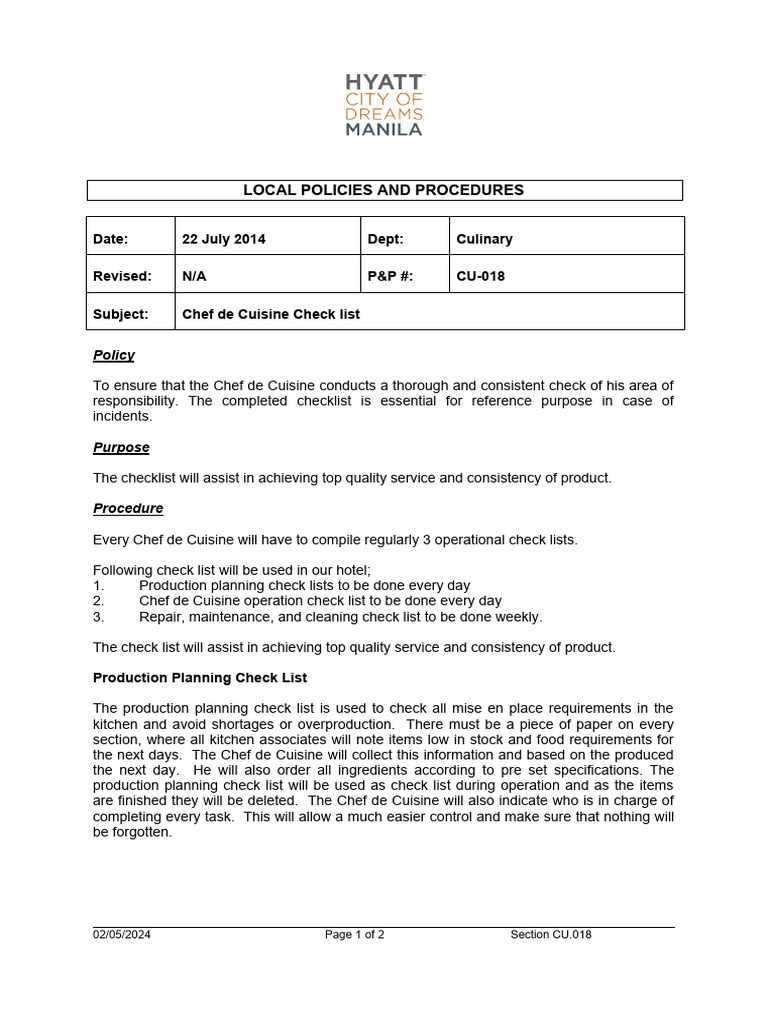 Chef De Cuisine Simple Definition