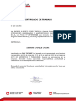 Certificado de Trabajo Procasa