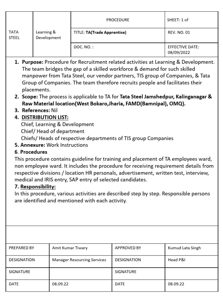 TA SOP TA 8-Sep-22 | PDF | Recruitment