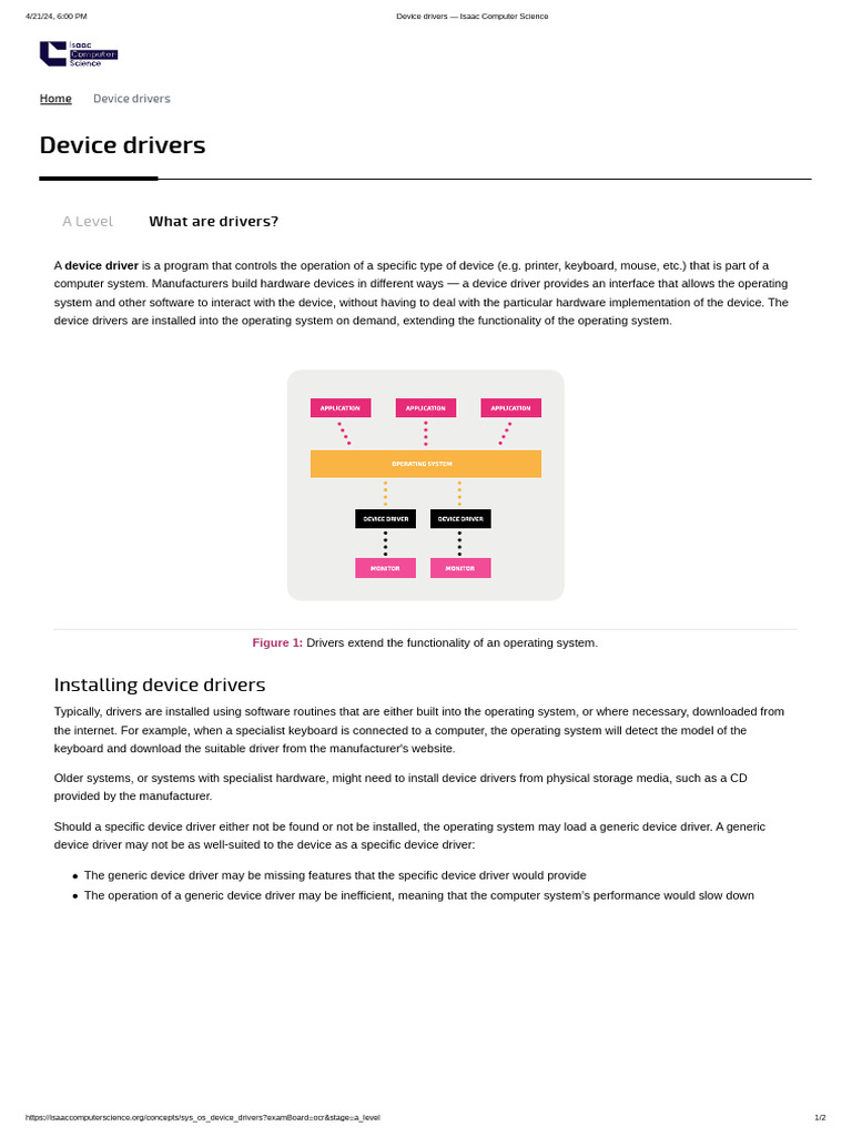 Device Drivers - Isaac Computer Science | PDF | Operating System ...